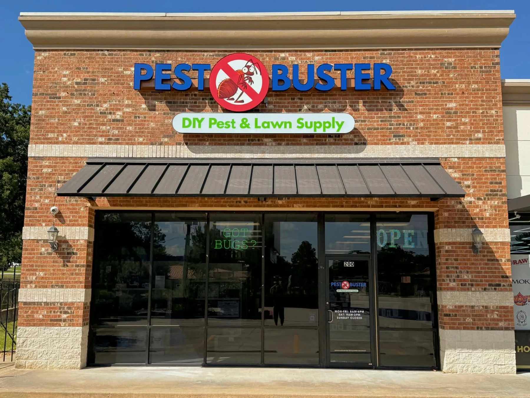 Front view of the Pest Buster Texas DIY Pest and Lawn Supply store