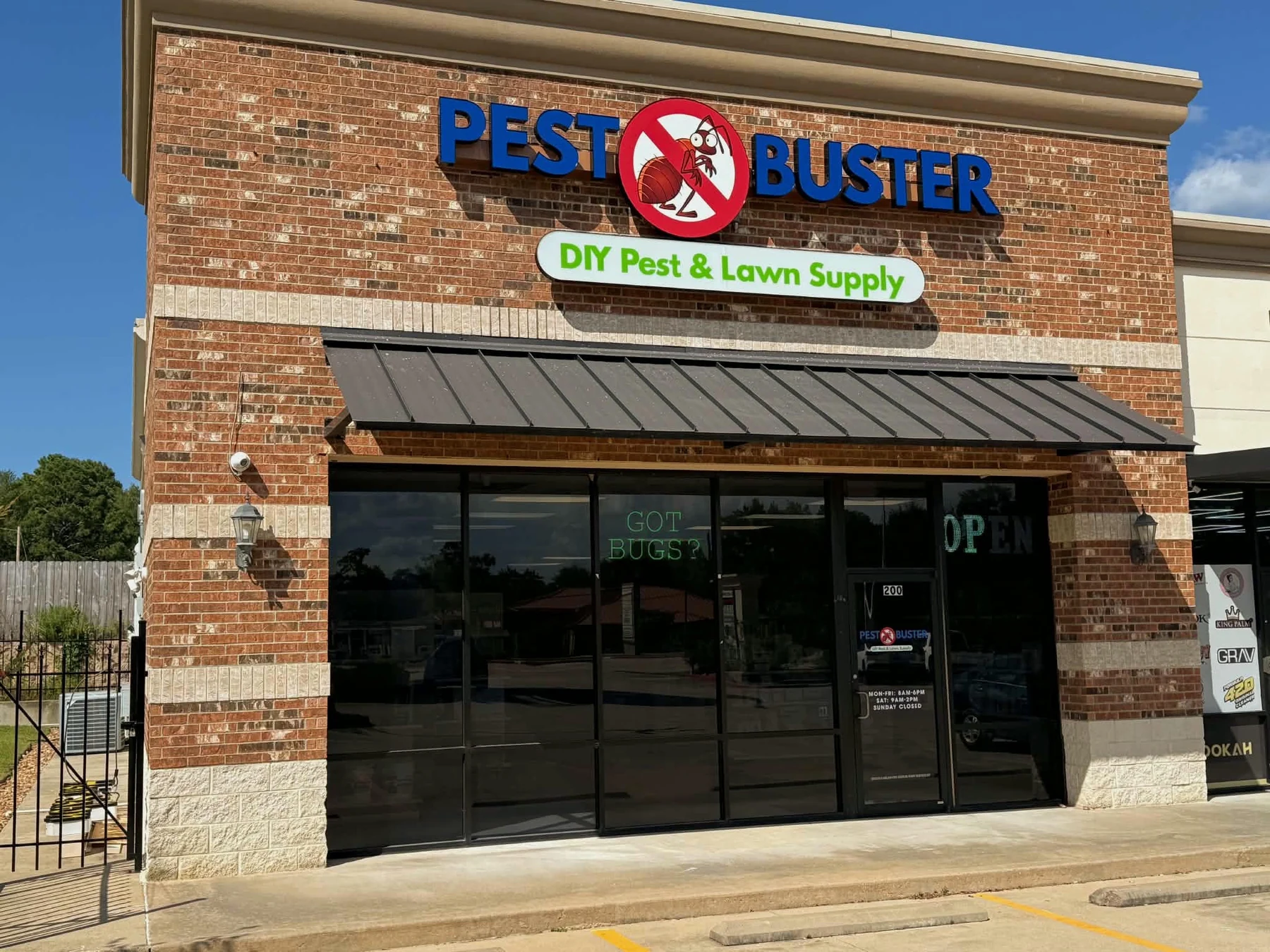 Exterior of the Pest Buster Texas DIY Pest and Lawn Supply storefront